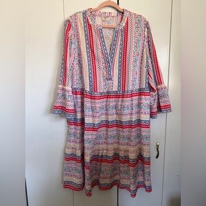 Boden NWT Tiered Linen Dress with Bell Sleeves 16/18L